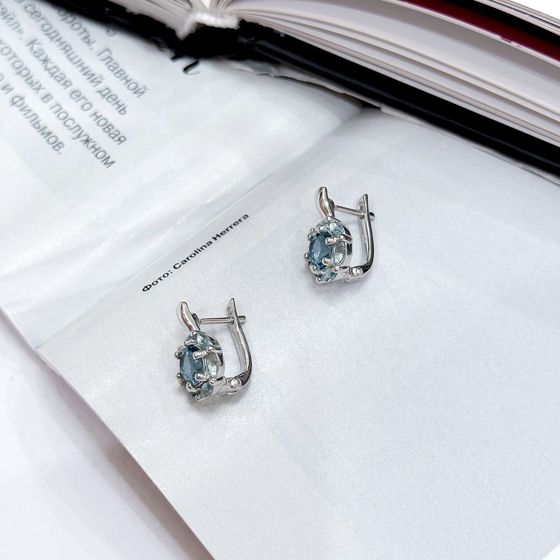 Silver earrings with topaz London Blue 1.81ct