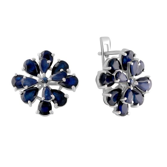 Silver earrings with a 10.003-carat sapphire