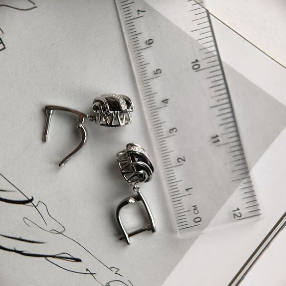 Silver earrings with rauchtopaz (smoky quartz) 8.502ct, phianites