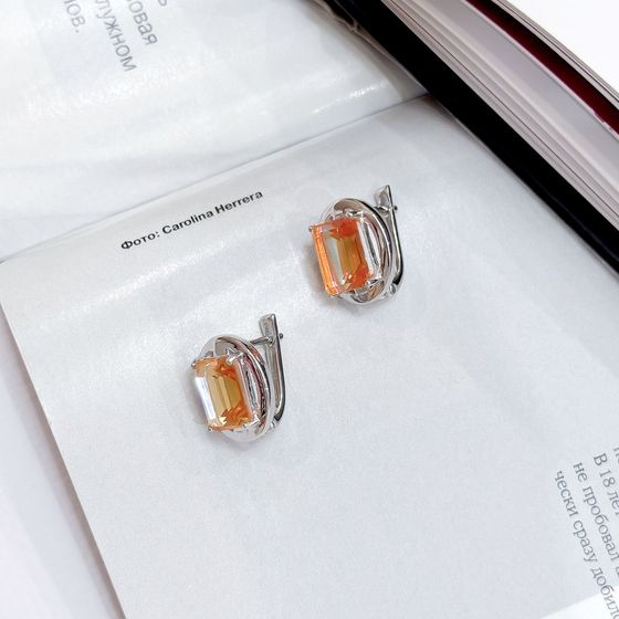 Срібні сережки із золотим кварцом 6.95ct