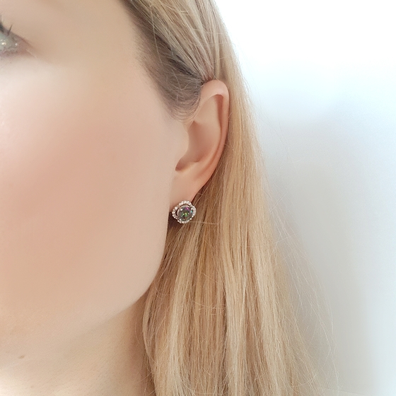 Silver earrings with mystic topaz