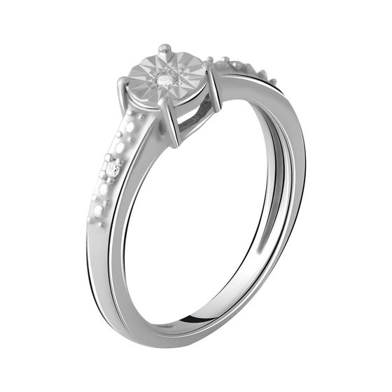 Срібна каблучка з діамантом 0.027ct