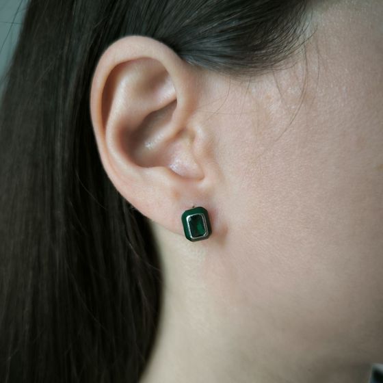 Silver earrings with phianites, semallu