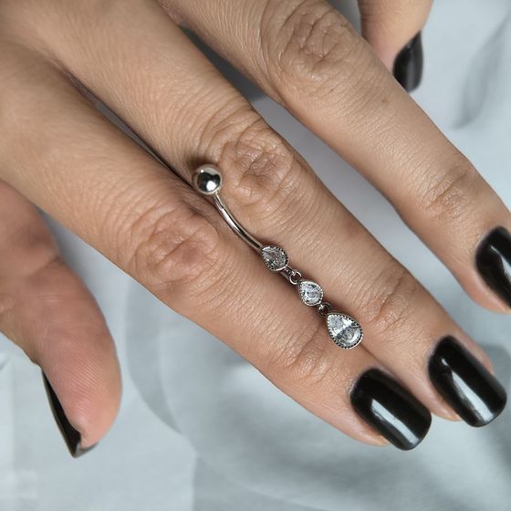 Silver piercing with phianites