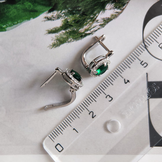 Срібні сережки зі смарагдом nano 1.722ct