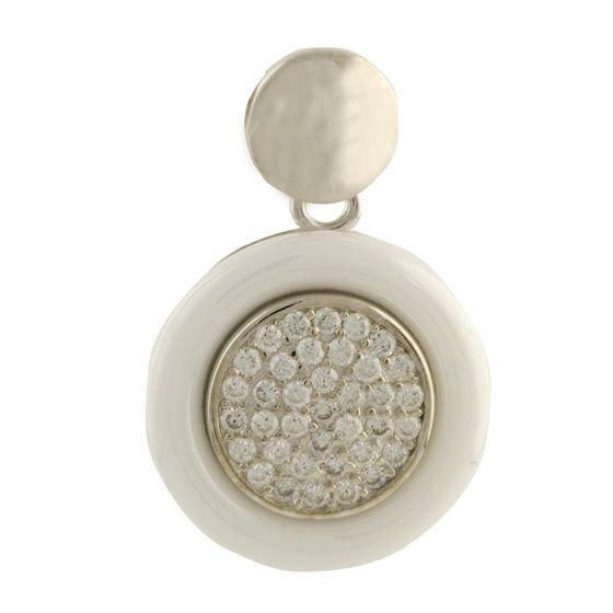 Silver pendant with ceramic and cubic zirconia
