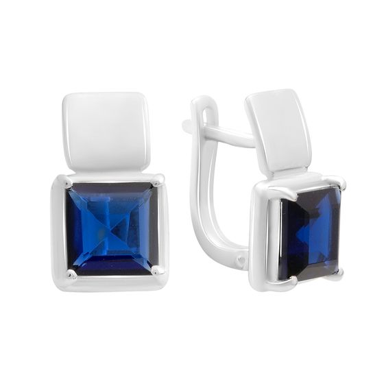 Срібні сережки із сапфіром nano 3.95ct