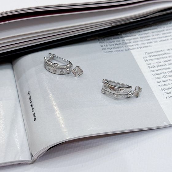 Silver Earrings with Fianites