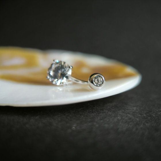 Silver piercing with cubic zirconia