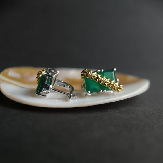 Silver earrings with agate