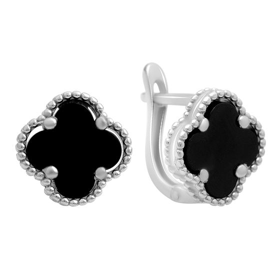 Silver earrings with onyx