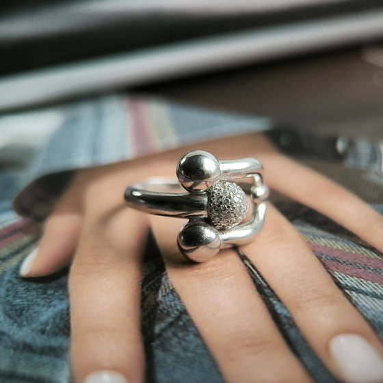 Silver ring with cubic zirconia