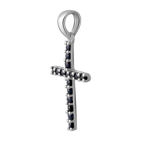 Silver cross with sapphire 0.81ct