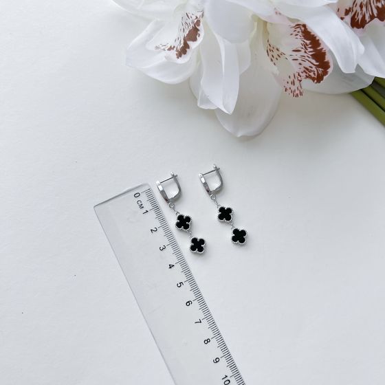 Silver earrings with onyx