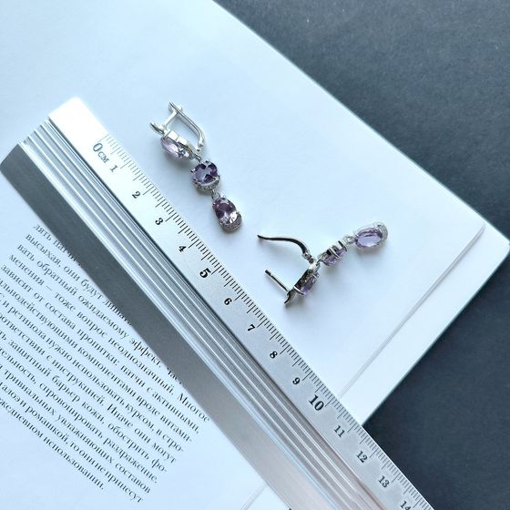 Срібні сережки з аметистом 6.53ct