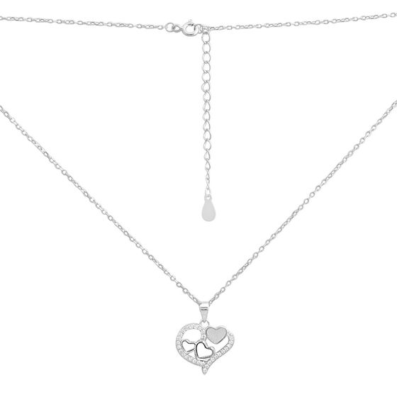 Sterling silver necklace with phianites, mother-of-pearl