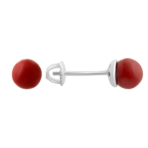 Silver earrings with coral