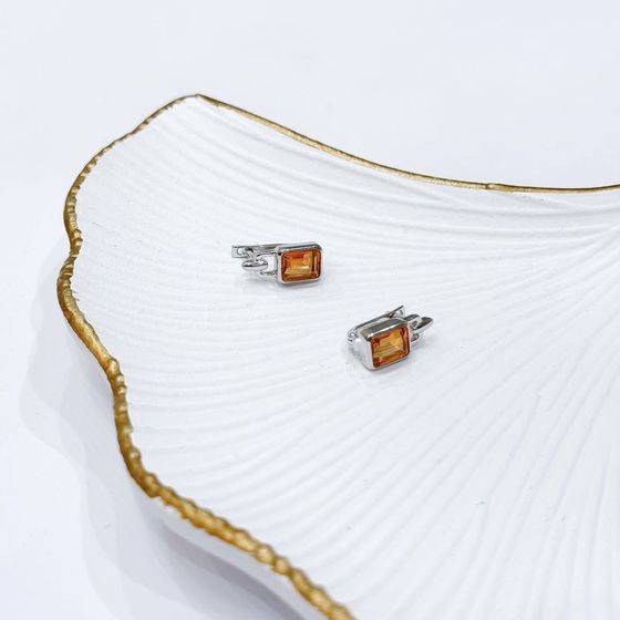 Silver earrings with gold quartz 3.45ct