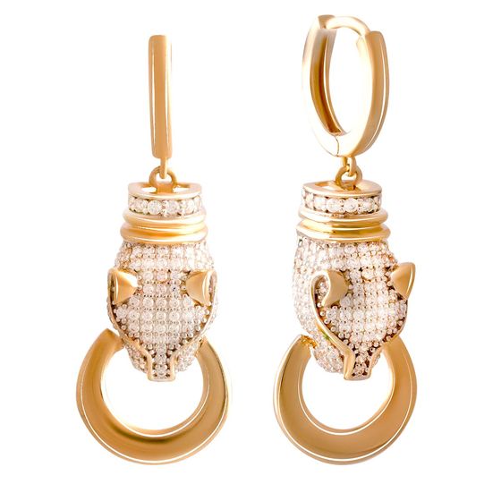Золоті сережки з фіанітами 1.4ct