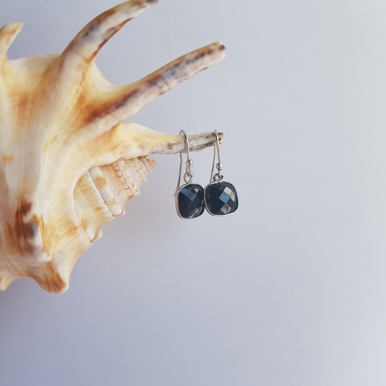 Silver earrings with onyx