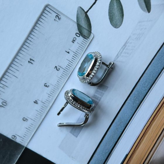 Срібні сережки з топазом 10.17ct