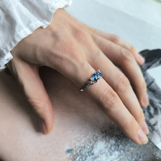 Silver ring with sapphire nano