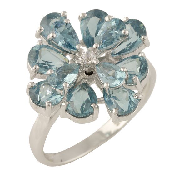 Silver ring with a London Blue topaz