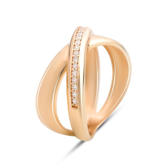 Золота каблучка з фіанітами 0.22ct