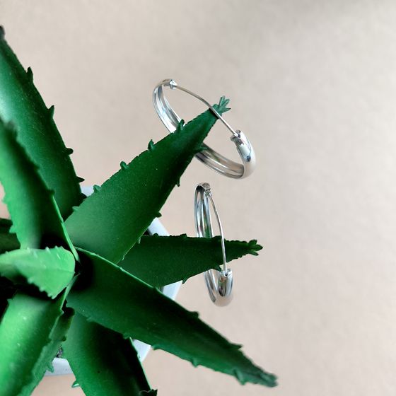 Silver earrings without stones