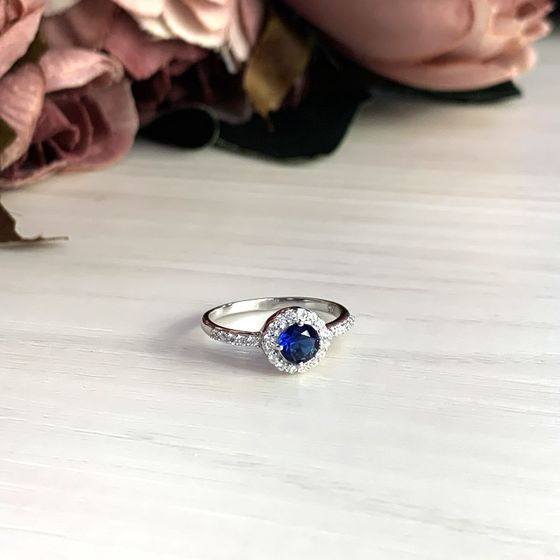Silver ring with sapphire nano 0.748ct