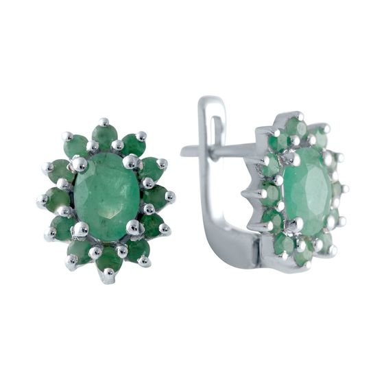 Срібні сережки зі смарагдом 2.608ct