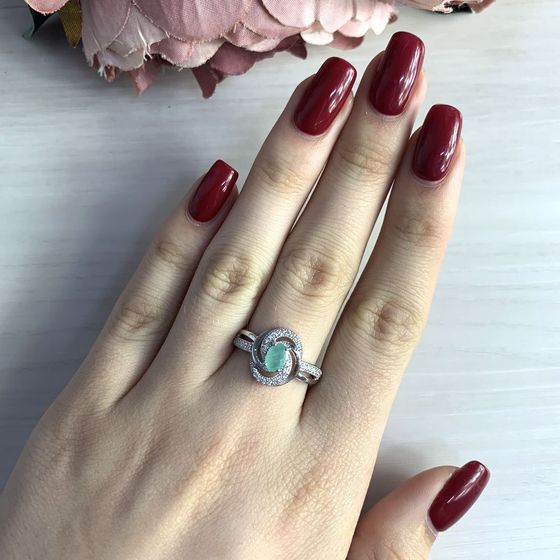 Silver ring with emerald 0.737ct