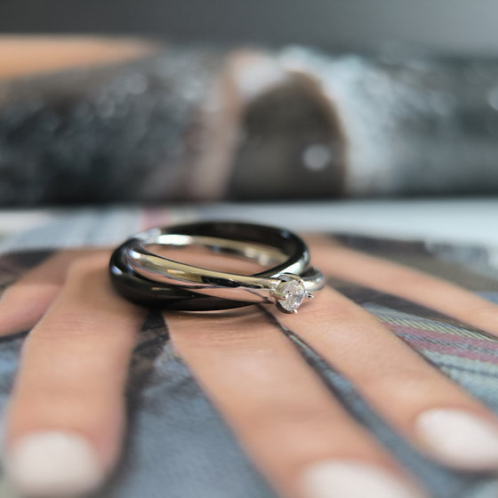 Silver Ring with Ceramic Inlay
