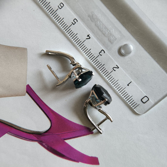 Silver Earrings with London Blue Topaz, 6.927 ct