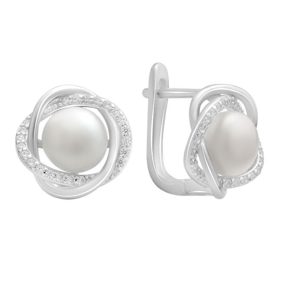 Silver Earrings with Pearls