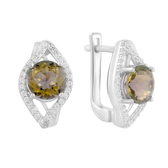 Silver earrings with citrine nano 4.9ct, phianites