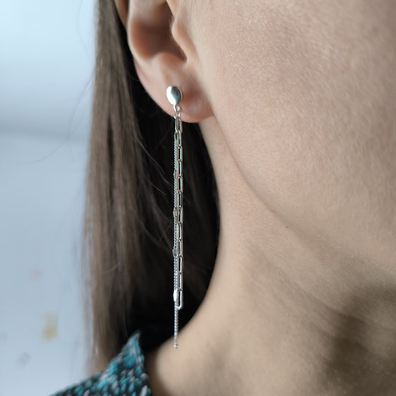 Silver earrings without stones