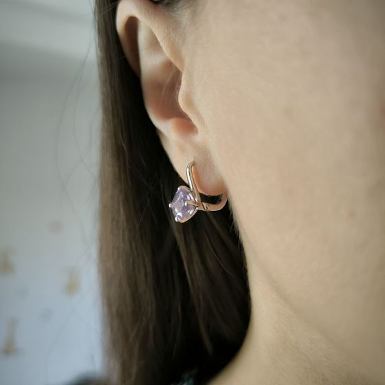 Silver earrings with amethyst