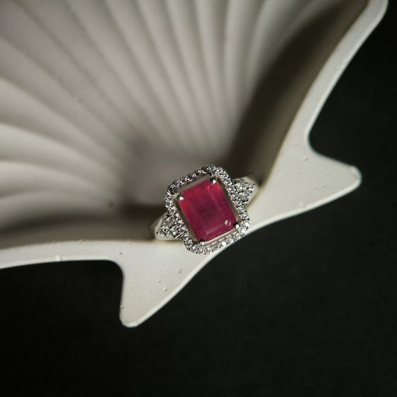 Silver ring with ruby