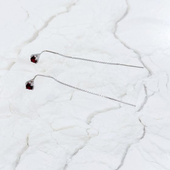 Срібні сережки з рубіном 0.797ct
