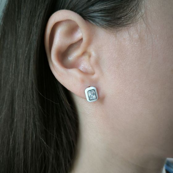 Silver earrings with phianites, semallu