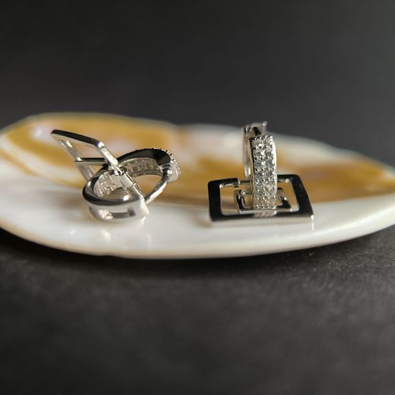 Silver Earrings with Fianites