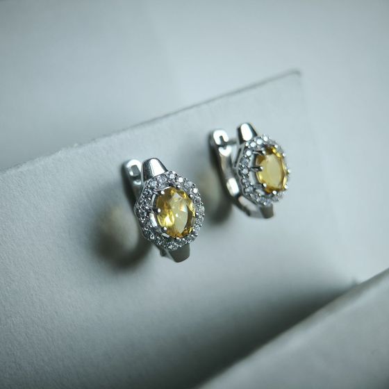 Серебряные серьги с цитрином nano 3.093ct