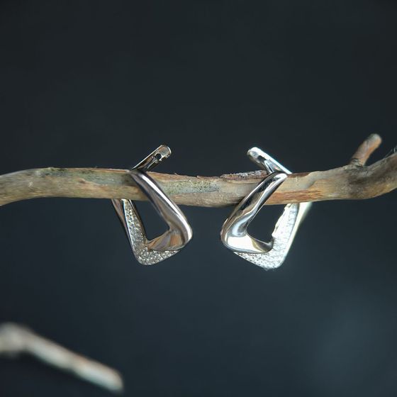 Silver Earrings with Fianites