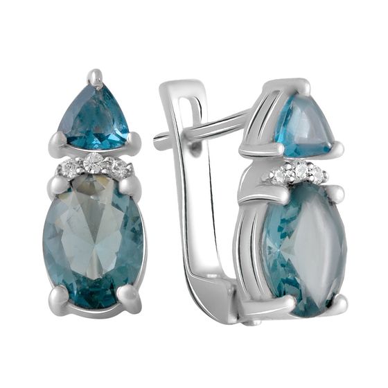 Silver Earrings with London Blue Topaz, 2.079 ct