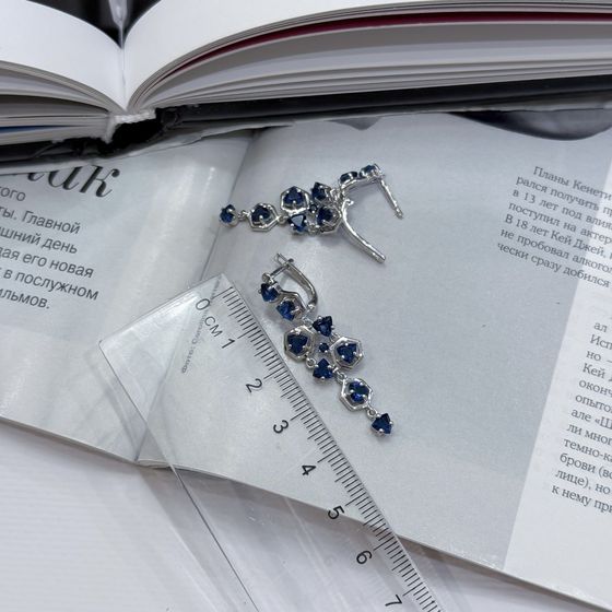 Срібні сережки з сапфіром nano 3.155ct