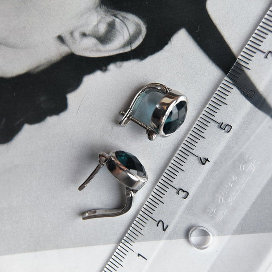 Срібні сережки з топазом Лондон Блю 4.418ct