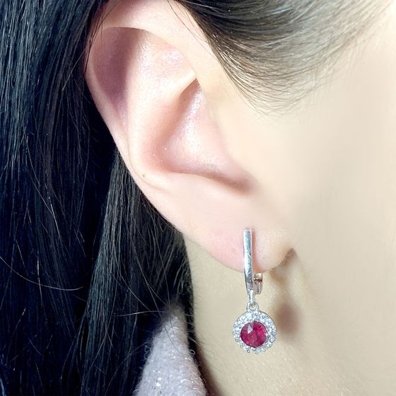 Silver earrings with ruby 2.146ct