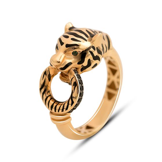 Gold ring with 0.6ct fianites, yemallu