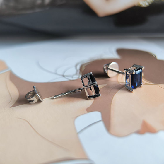 Silver earrings with nano sapphire 1.675ct
